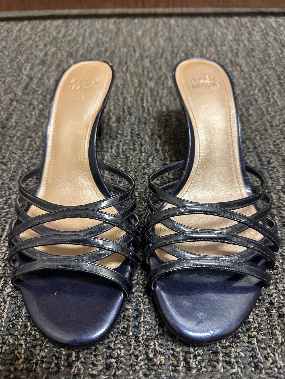 Alex Marie Navy Strappy Slide Heels